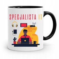 Kubek Czarny Informatyka Programisty Specjalista Z Nadrukiem Ze Zdjęciem