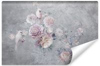 Fototapeta Do Salonu PAPUGI Kwiaty Róże Beton Abstrakcja 90cm x 60cm