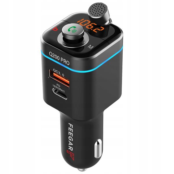 Feegar Transmiter Fm Bluetooth Qc 4.0 Usb Mp3 42W zdjęcie 2