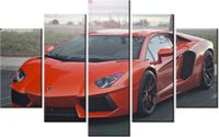 70 100CM OBRAZ 5 ELEM POMARAŃCZOWE LAMBO AXION23 DRUK PŁÓTNO