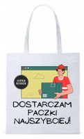 Dla Kuriera Dostawcy Torba Eco Biała Shopper Z Nadrukiem Ze Zdjęciem