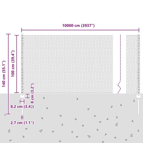 Ogrodzenie z słupkami Szary 1 x 100 m Stal na Arena.pl