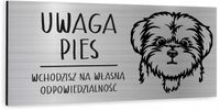 Tabliczka dibond uwaga pies Maltańczyk 20x10 cm Z NADRUKIEM UV