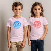 Dziecięca bawełniana koszulka z Twoim nadrukiem - różowa 5-6
