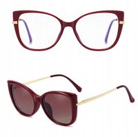 DAMSKIE Okulary 2w1 CLIP-ON Zerówki do KOMPUTERA +NAKŁADKA PRZECIWSŁONECZNA