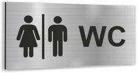 Tabliczka NA DRZWI WC Tablica nierdzewna informacyjna SREBRNA DOWOLNY NAPIS