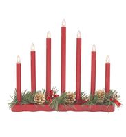 Czerwony świecznik stołowy Hol 704018 dekorowany szyszkami