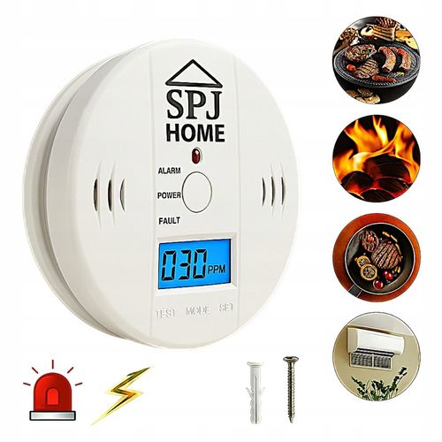 CZUJNIK CZADU DYMU TLENKU WĘGLA LCD DETEKTOR CO LCD WYKRYWACZ na Arena.pl