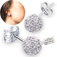 KOLCZYKI SREBRNE 925 KULKA SZTYFT NA PREZENT Z CYRKONIE SWAROVSKI