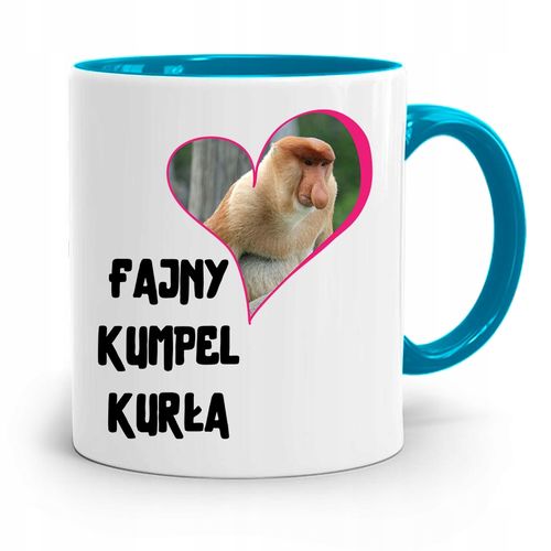 Kubek Błękitny Dla Przyjaciel Fajny Kumpel Kurła Z Nadrukiem Ze Zdjęciem na Arena.pl