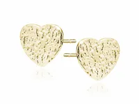 DELIKATNE POZŁACANE SREBRNE KOLCZYKI SERCA SERDUSZKA HEART Z WYPUKŁY WZÓR