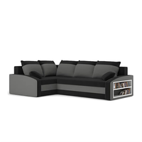 Duży narożnik, lewy, półka w prawym, LUSSO, 230x179x75, czarny| TYLETEGOTU