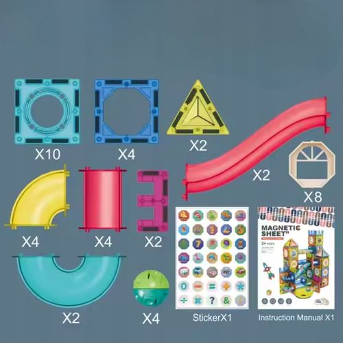 KLOCKI MAGNETYCZNE DLA DZIECKA KONSTRUKCYJNE 3D EDUKACYJNE TOR KULKOWY 42EL na Arena.pl