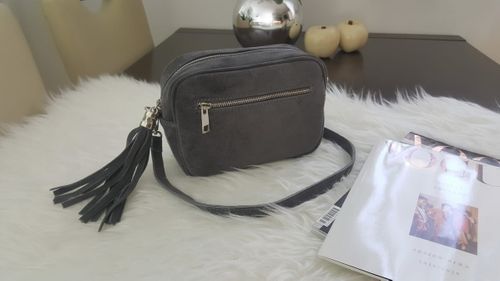 VERA PELLE torebka damska zamszowa listonoszka z paskiem V310 c.zielona na Arena.pl