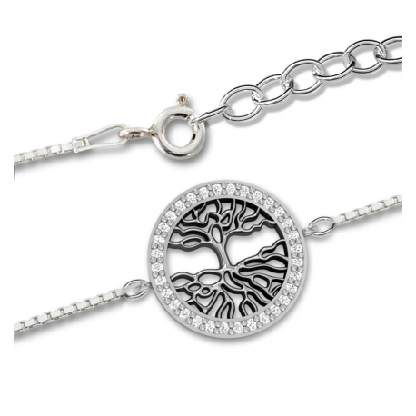 SREBRNA BRANSOLETKA CELEBRYTKA DRZEWKO W KÓŁKU SREBRO PRÓBY 925 zdjęcie 1