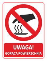 Naklejka UWAGA GORĄCA POWIERZCHNIA 20x15 cm