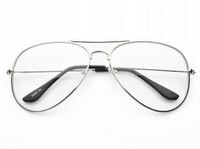 Damskie Okulary Zerówki PILOTKI AVIATOR Srebrne