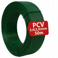 DRUT POWLEKANY PCV OGRODNICZY NACIĄGOWY DO SIATKI 3,6 - 2,6MM 50M ZIELONY