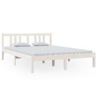 Rama łóżka, biała, lite drewno, 140 x 200 cm