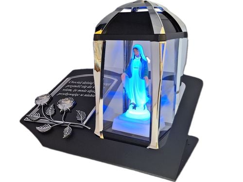 ZNICZ LAMPION NA GRÓB KPL SREBRO SKOS SENTENCJA+FIGURKA LED na Arena.pl