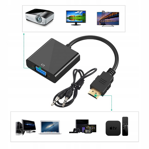 Konwerter HDMI wt. do VGA gn.+audio jack 3,5st. na Arena.pl