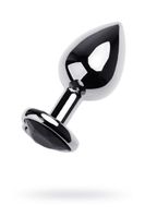 Korek analny srebrny metalowy z czarnym sercem 8 cm TOYFA