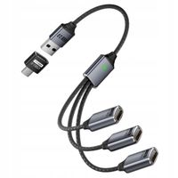 2X HUB USB 2.0 1x USB-A M - 3x USB typu A F + ADAPTER USB A-C WIREWAY WW332