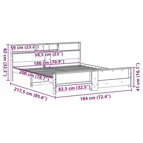 Ramka łóżka Z zagłówkiem Biały 180 x 200 cm Lite drewno sosnowe na Arena.pl
