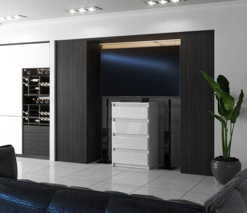 Komoda Z Szufladami Biały Połysk 60cm Hugo Pojemna Szafka Rtv Sypialnia na Arena.pl