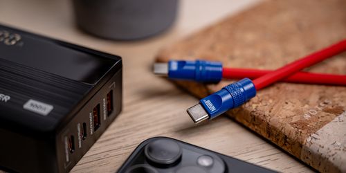 Kabel Newell USB-C - USB-C 100 W, 2 m, silikonowy, czerwono-granatowy na Arena.pl