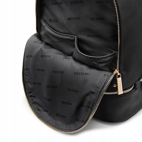Plecak Dwukomorowy Damski PUCCINI Ze Skóry Ekologicznej Czarny na Arena.pl