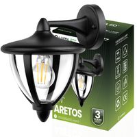 Lampa elewacyjna kinkiet ogrodowy LATARNIA ARETOS E27 czarna LUMOGR1302