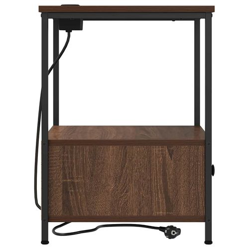 Nocna szafka z stacją ładującą z szufladą 2 pcs Brązowy dąb na Arena.pl