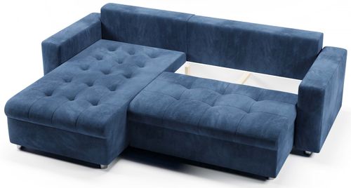 Kanapa Narożnik Rozkładany z Funkcja Spania i Pojemnikiem MIMOS Beżowy na Arena.pl