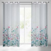 Zasłona gotowa na przelotkach LILIAN 140x250 biała w polne kwiaty