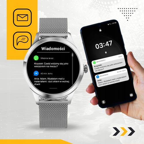 SMARTWATCH DAMSKI DLA KOBIETY MENU PL ROZMOWY SMART WATCH SREBRNY 2 PASKI na Arena.pl