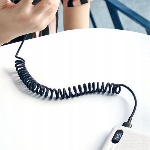 MCDODO KABEL USB-C SPIRALNY SPRĘŻYNOWY SZYBKIE ŁADOWANIE USB TYP C LED 2M na Arena.pl