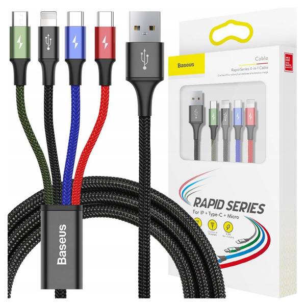 kabel usb baseus fast 4w1 2xusb-c / lightning / micro 3,5a 1.2m zdjęcie 1