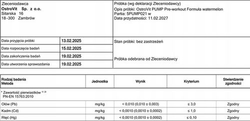 OstroVit PUMP Pre-Workout 500 g POMPA SIŁA AAKG na Arena.pl