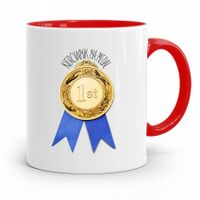 Kubek Czerwony Prezent Dla Kierownika Na Medal #1 Z Nadrukiem Ze Zdjęciem