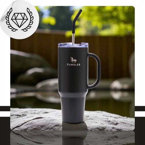 DUŻY Kubek Termiczny ze STALOWĄ SŁOMKĄ do Auta na Kawę Herbatę Zimne Napoje na Arena.pl