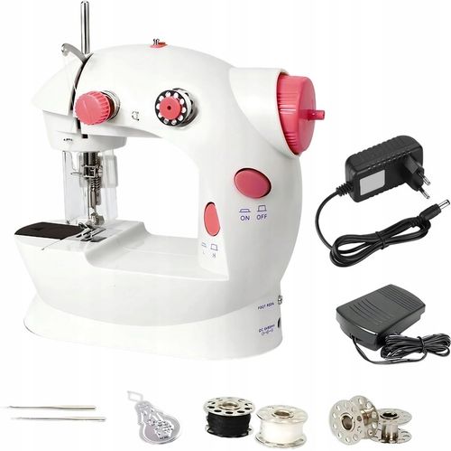 PRAWDZIWA MASZYNA DO SZYCIA DLA DZIECI Z OSŁONĄ NA PALCE + IGŁA NICI LAMPKA na Arena.pl