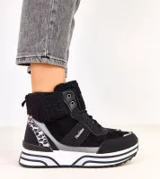 Czarne sneakersy wysokie ocieplane z kożuszkiem Mirasen 41