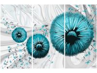 60 90CM OBRAZ 3 ELEM TURKUSOWE DMUCHAWCE 2 DRUK PŁÓTNO RAMA