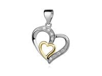 RODOWANY SREBRNY WISIOREK SERCE HEART CYRKONIE