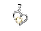 RODOWANY SREBRNY WISIOREK SERCE HEART CYRKONIE