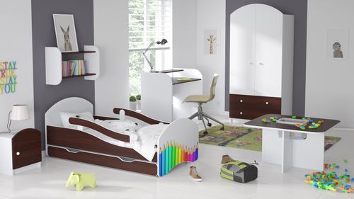 Łóżko dziecięce LEO 140x70 biało-wenge na Arena.pl