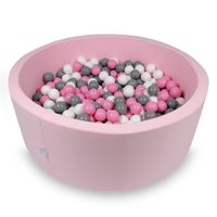 Suchy basen 110x40cm pudrowy róż z piłeczkami 500szt (białe, szare, pudrowo różowe)