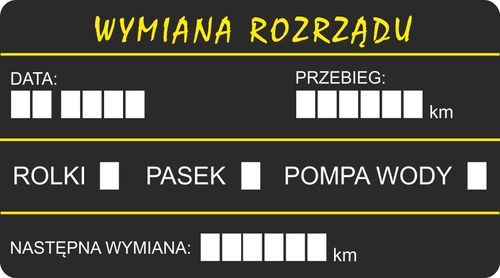 NAKLEJKI WYMIANA OLEJU ROZRZĄDU serwisowe 100 szt na Arena.pl
