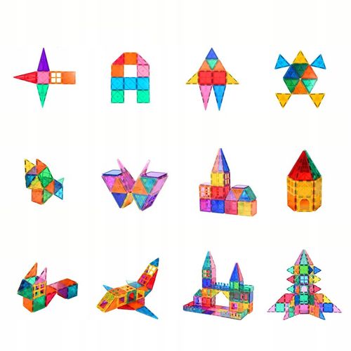 DUŻE KLOCKI MAGNETYCZNE KAFELKI KONSTRUKCYJNE ZESTAW 100 EL RAINBOW PANELE na Arena.pl